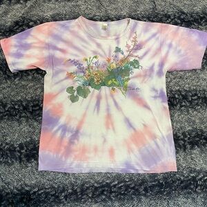 Anvil Women’s Medium Tie Dye Upcycled Floral Delo Rio Vintage T-Shirt